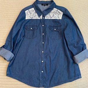 Denim & lace women’s top